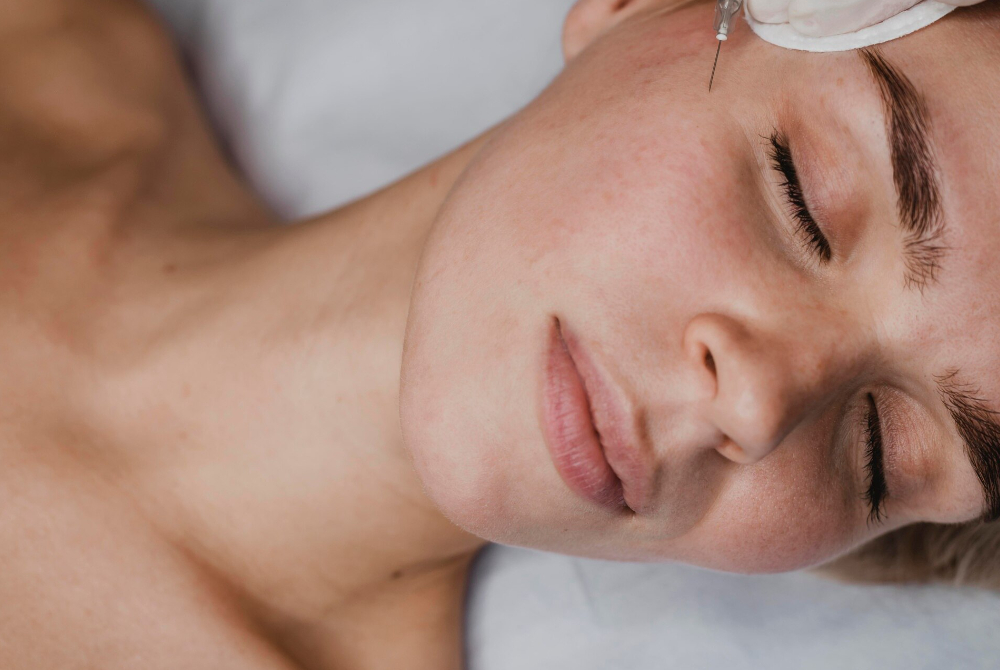 Close-up of clear, glowing skin following a professional med spa treatment