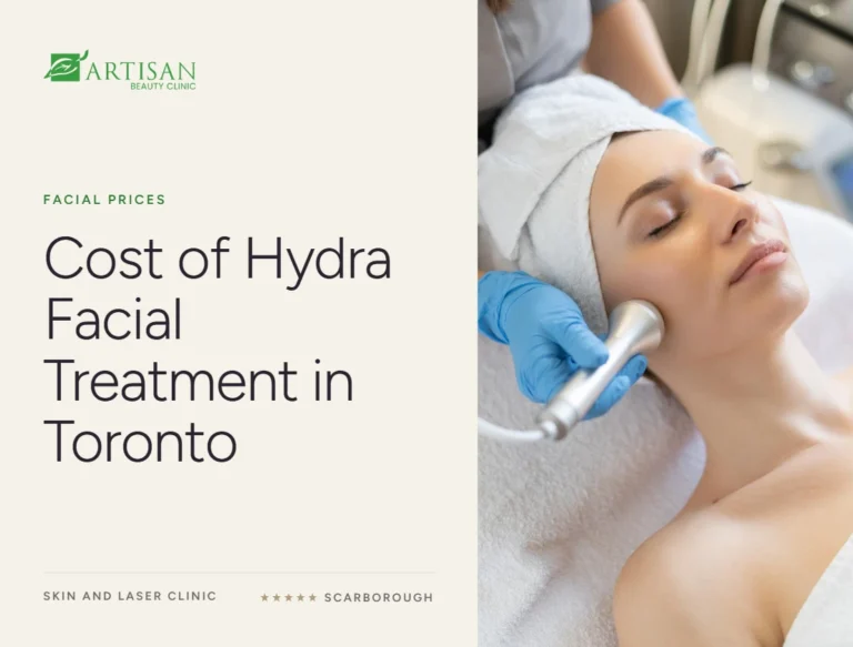 Cost of hydra facial treatment in Toronto, shown with a woman having a facial with a handheld wand